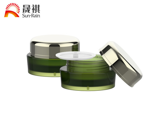 Tarros plásticos de PMMA 15g 30g 50g de la pared verde del doble alrededor del tarro cosmético SR-2302