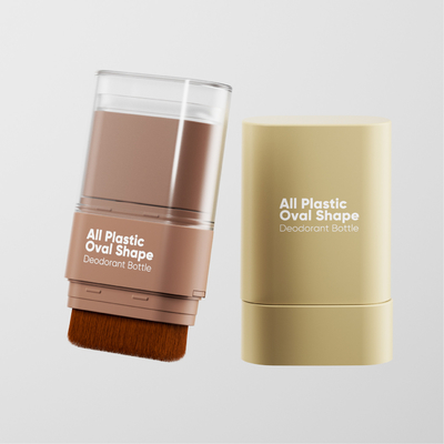 Fabrica directa puede personalizar el color base pegado todo de plástico de forma ovalada botella de desodorante con un cepillo