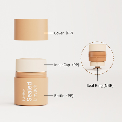 Personalización de 15g Gloss de labios giratorio Máscara de labios de plástico Blush Stick de lápiz sólido Bálsamo de desodorante tubo de maquillaje Contenedor de Pp Relámpago sellado Botella